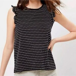 LOFT Polkadot Sleeves Cotton Top - size S
